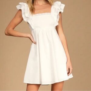 Lulu's White Ruffle Mini Dress